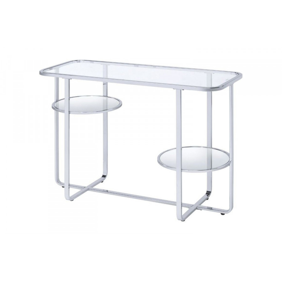 ACME - Hollo Sofa Table in Glass/Chrome