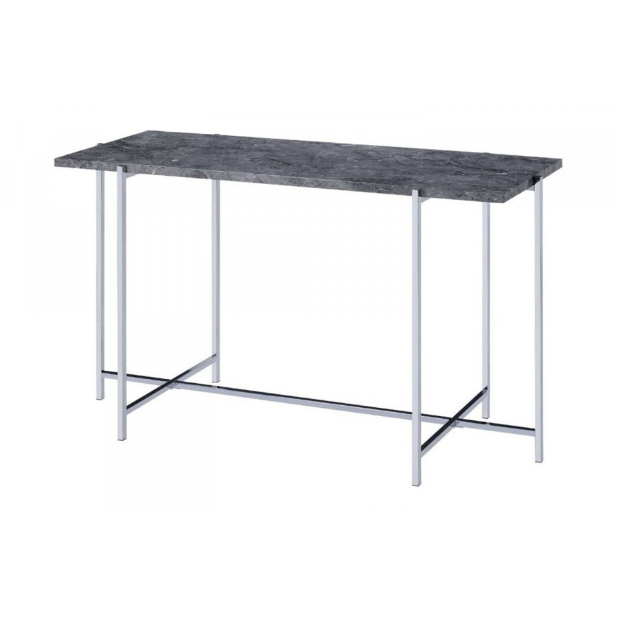 ACME - Adelae Sofa Table in Faux Marble Top/Chrome