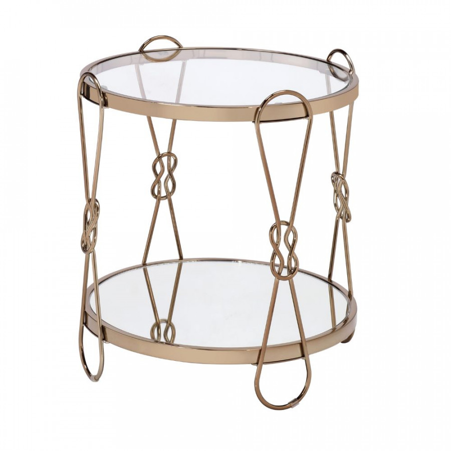 ACME - Zekera End Table in Mirrored/Champagne