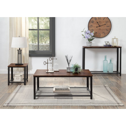 ACME Taurus Coffee Table - Rustic Oak/Black