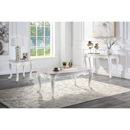 ACME - Ciddrenar Coffee Table in Marble Top/White
