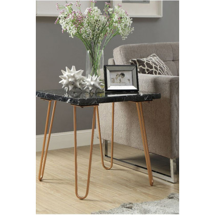 ACME Telestis End Table - Black Marble/Gold