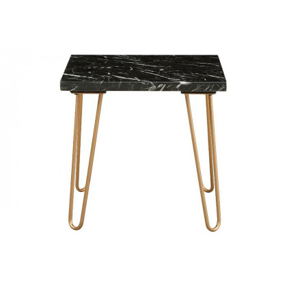 ACME Telestis End Table - Black Marble/Gold
