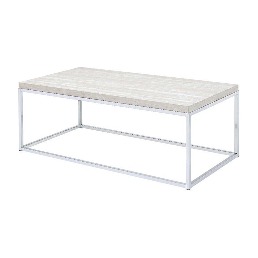 ACME - Snyder Coffee Table in Engineered Stone Top/Chrome