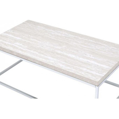 ACME - Snyder Coffee Table in Engineered Stone Top/Chrome