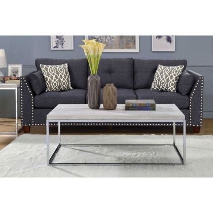 ACME - Snyder Coffee Table in Engineered Stone Top/Chrome