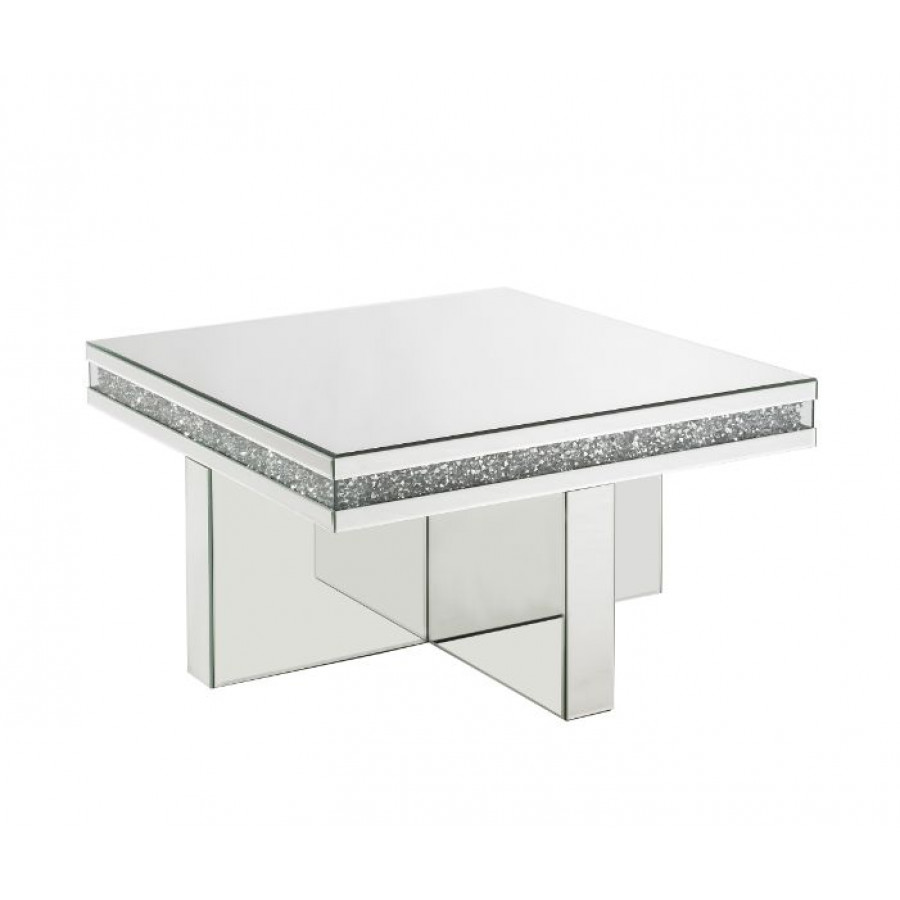 ACME - Noralie Coffee Table in Mirrored/Faux Diamonds (84695)