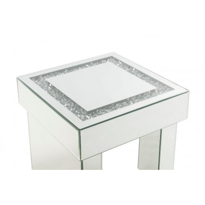 ACME - Noralie End Table in Mirrored/Faux Diamonds (84702)