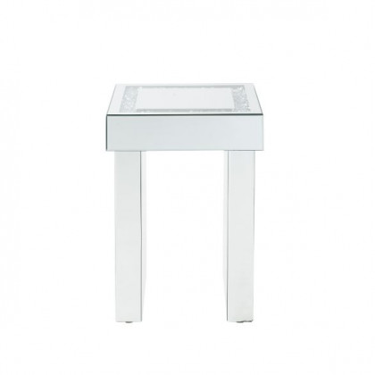 ACME - Noralie End Table in Mirrored/Faux Diamonds (84702)