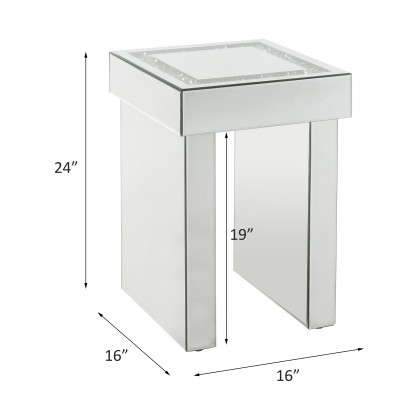 ACME - Noralie End Table in Mirrored/Faux Diamonds (84702)