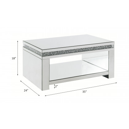 ACME - Noralie Coffee Table in Mirrored/Faux Diamonds (84715)