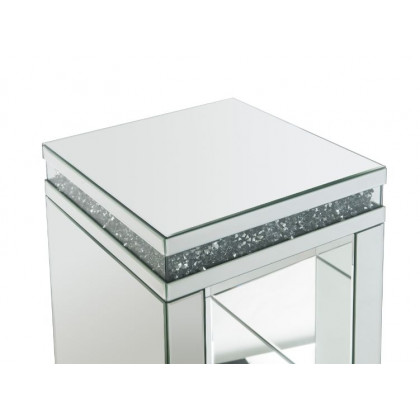 ACME - Noralie End Table in Mirrored/Faux Diamonds (84717)