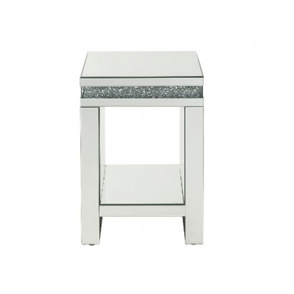 ACME - Noralie End Table in Mirrored/Faux Diamonds (84717)