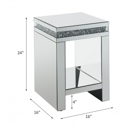 ACME - Noralie End Table in Mirrored/Faux Diamonds (84717)
