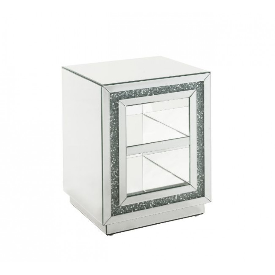 ACME - Noralie End Table in Mirrored/Faux Diamonds (84737)