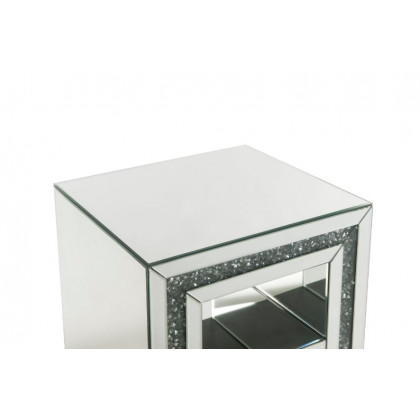 ACME - Noralie End Table in Mirrored/Faux Diamonds (84737)