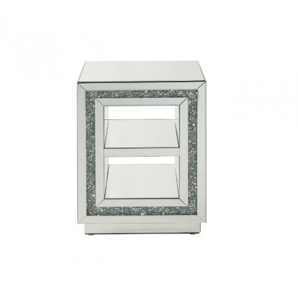 ACME - Noralie End Table in Mirrored/Faux Diamonds (84737)