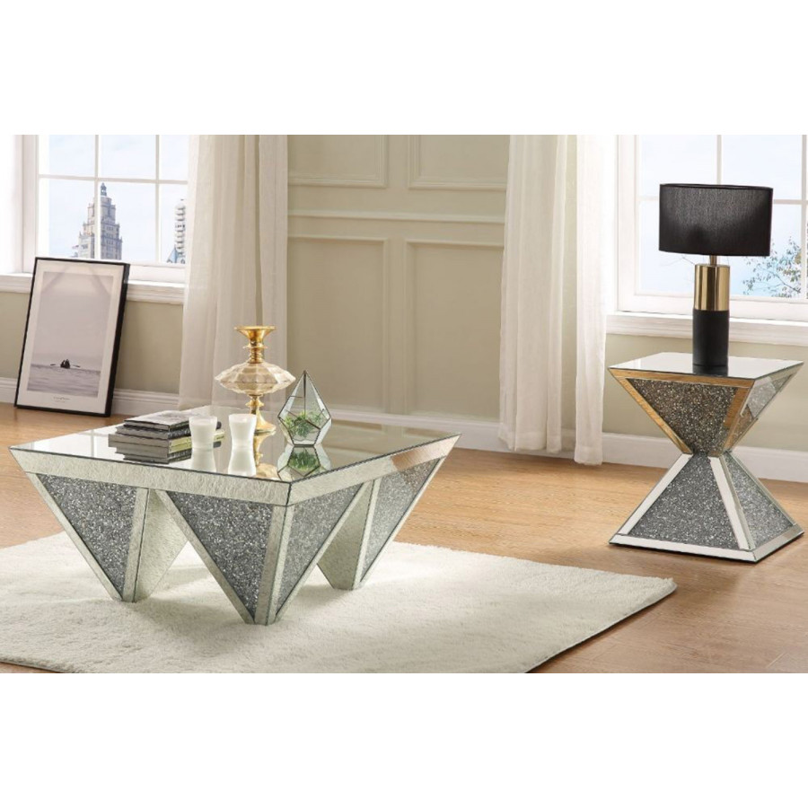 ACME - Noralie Coffee Table in Mirrored/Faux Diamonds (84900)