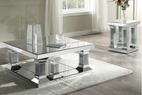 ACME™  - Caesia Mirrored and Faux Diamonds Coffee Table