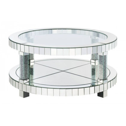 ACME - Noralie Coffee Table in Mirrored/Faux Diamonds (88025)
