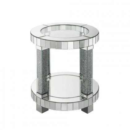 ACME - Noralie End Table in Mirrored/Faux Diamonds (88027)