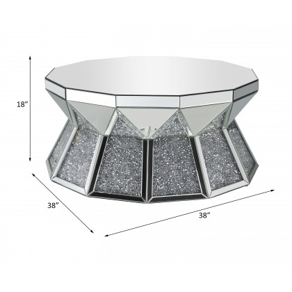 ACME - Noralie Coffee Table in Mirrored/Faux Diamonds (88060)