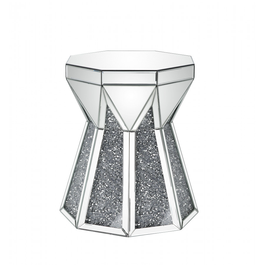 ACME - Noralie End Table in Mirrored/Faux Diamonds (88062)