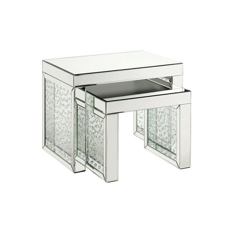 ACME - Nysa Accent Table in Mirrored/Faux Crystals Inlay (88066)