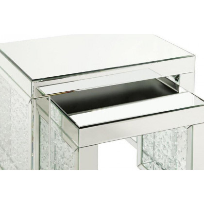 ACME - Nysa Accent Table in Mirrored/Faux Crystals Inlay (88066)