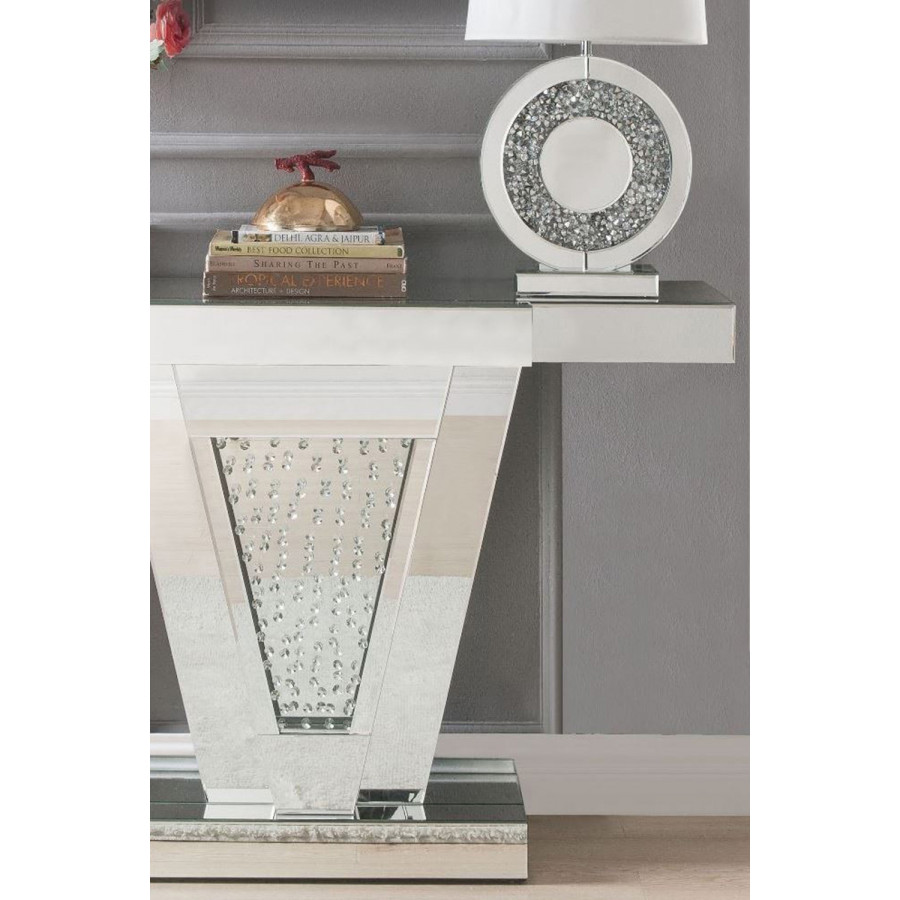ACME - Nysa Console Table in Mirrored/Faux Crystals (90064)