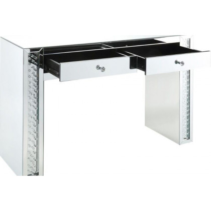 ACME - Nysa Vanity Desk in Mirrored/Faux Crystals (90157)