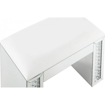 ACME - Nysa Vanity Stool in Ivory/Mirrored/Faux Crystals