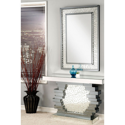 ACME - Nysa Console Table in Mirrored/Faux Crystals (90232)