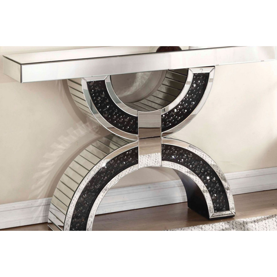 ACME - Nysa Console Table in Mirrored/Faux Crystals (90248)