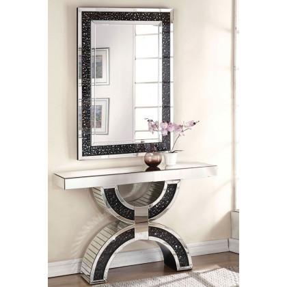 ACME - Nysa Console Table in Mirrored/Faux Crystals (90248)