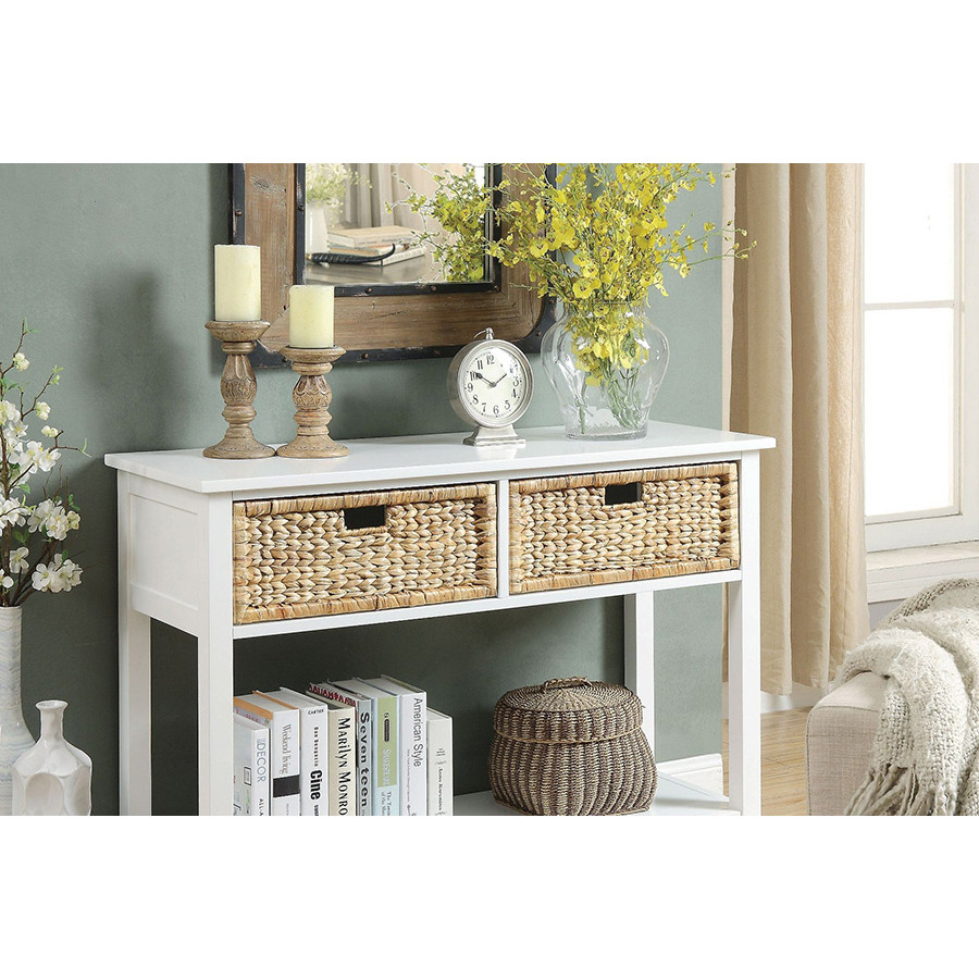 ACME Flavius Console Table - White, 2 Drawer