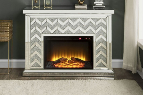 ACME™  - Noralie Fireplace in Mirrored and Faux Diamonds 90530