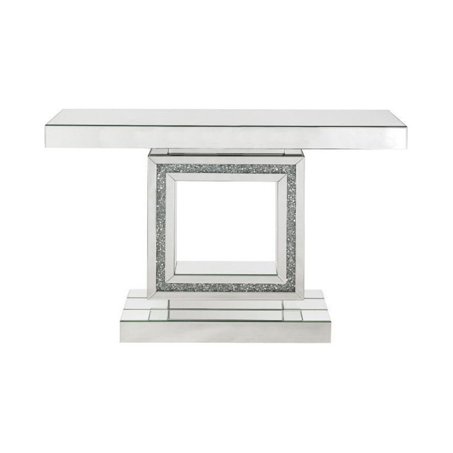 ACME - Noralie Console Table in Mirrored/Faux Diamonds (90620)