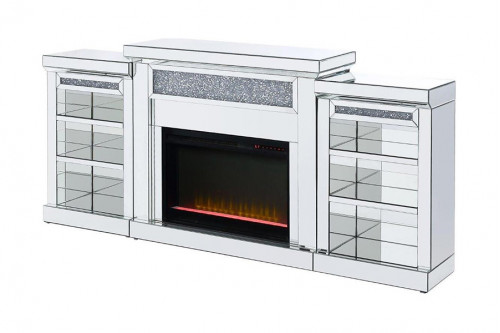 ACME™  - Noralie Fireplace in Mirrored and Faux Diamonds 90655