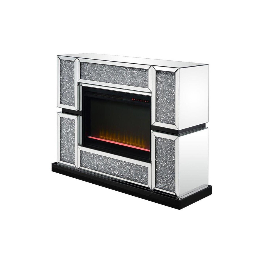 ACME - Noralie Fireplace in Mirrored/Faux Diamonds (90660)