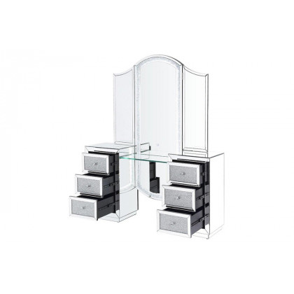 ACME - Noralie Vanity Desk in Mirrored/Faux Diamonds (90815)