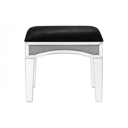 ACME - Noralie Vanity Stool in Black/Mirrored/Faux Diamonds