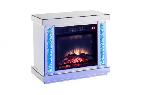 ACME™  - Noralie Fireplace with Led in Mirrored and Faux Diamonds 90864