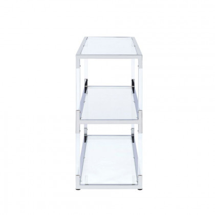 ACME - Raegan TV Stand in Clear Acrylic/Chrome/Clear Glass