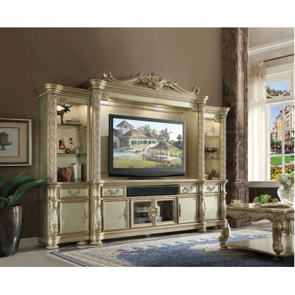 ACME Vendome II Entertainment Center - Gold Patina/Bone