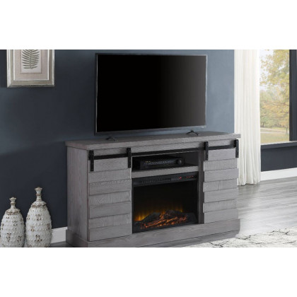 ACME - Amrita TV Stand with Fireplace in Gray Oak