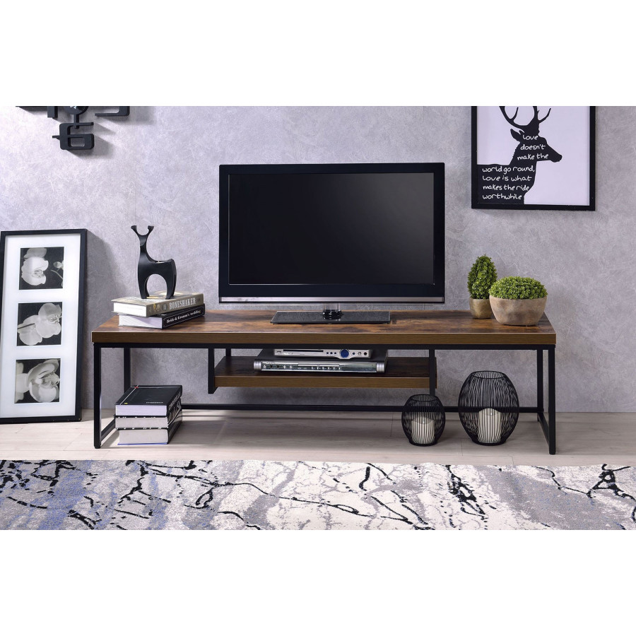 ACME - Bob Weathered Oak and Black TV Stand