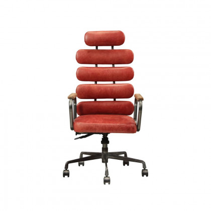 ACME Calan Leather Executive Office Chair - Vintage Red