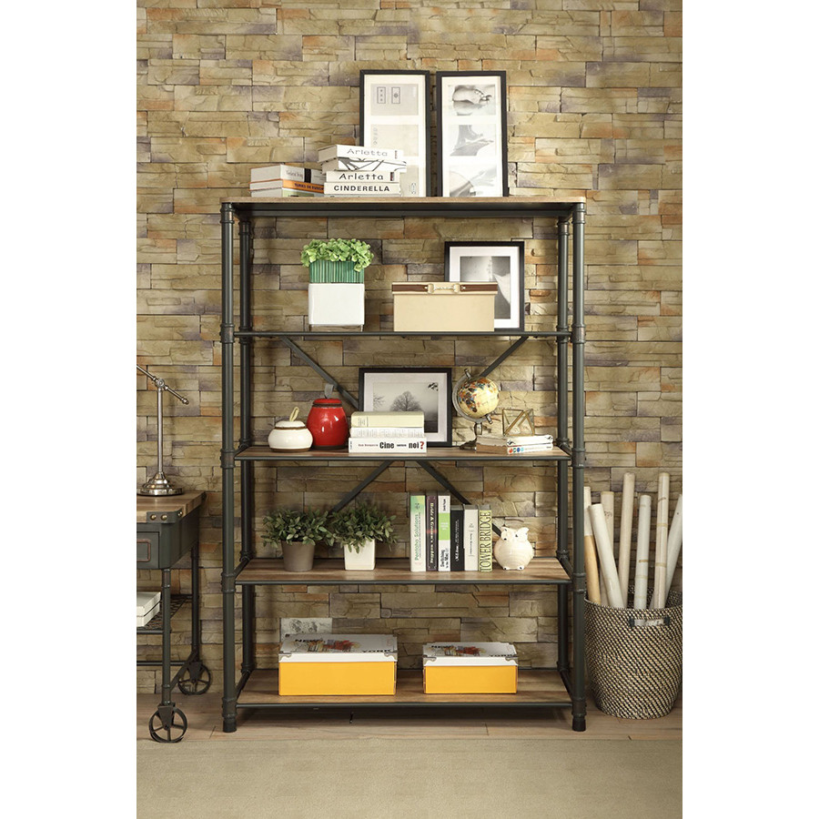 ACME - Itzel Bookshelf in Antique Oak/Sandy Gray