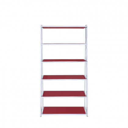 ACME Coleen Bookshelf - Red High Gloss/Chrome
